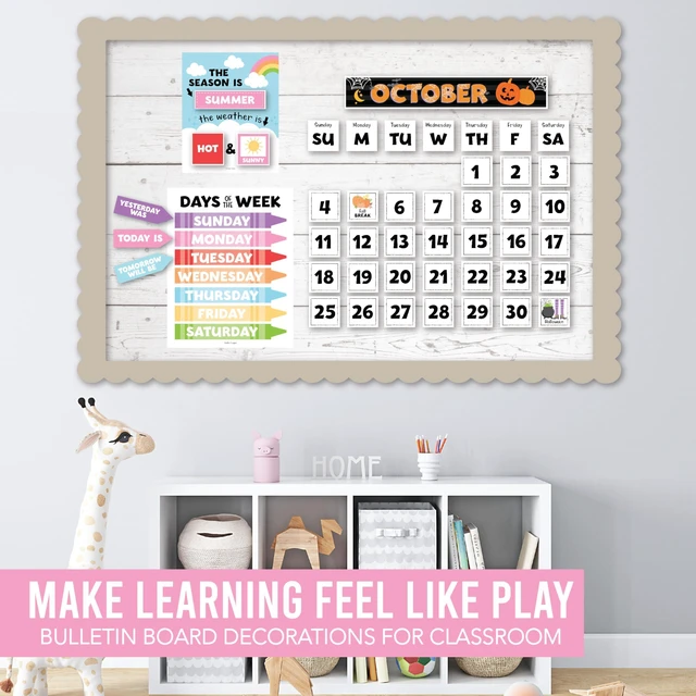 Alt view image 7 of 7 - Classroom Calendar Set -School Calendar Bulletin Board Decor Kids Class Calendar for Colorful Classroom Decor, Kindergarten Preschool Teacher Must Haves, Homeschool & Daycare Essentials