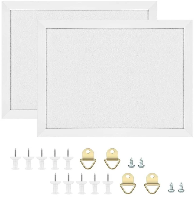Main image of Cork Board Bulletin Board, Cork Boards for Walls with Pins, Eye Bolts, gaskets, Screws, Pin Board for Office, School and Home (White, 17x23-2P)
