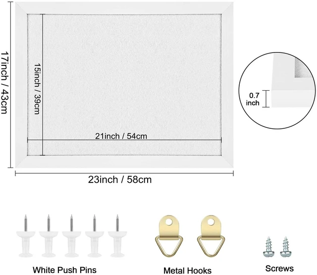 Alt view image 6 of 7 - Cork Board Bulletin Board, Cork Boards for Walls with Pins, Eye Bolts, gaskets, Screws, Pin Board for Office, School and Home (White, 17x23-2P)