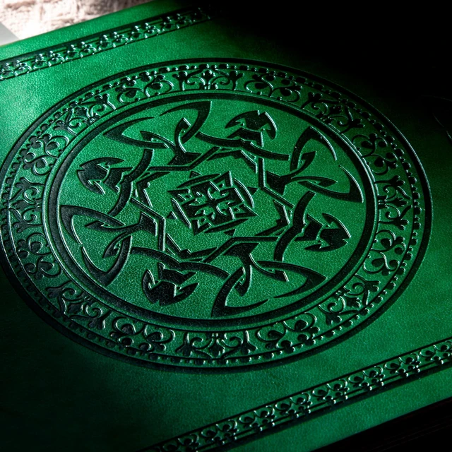 Alt view image 4 of 7 - Leather Journal for Men Women Vintage Notebook Diary, A5, Green Embossed Softcover, 288 Pages, Lay Flat for Writing, Journaling, Work, Travel, Business Gift, Portable A5, 5.7 x 8.3 in