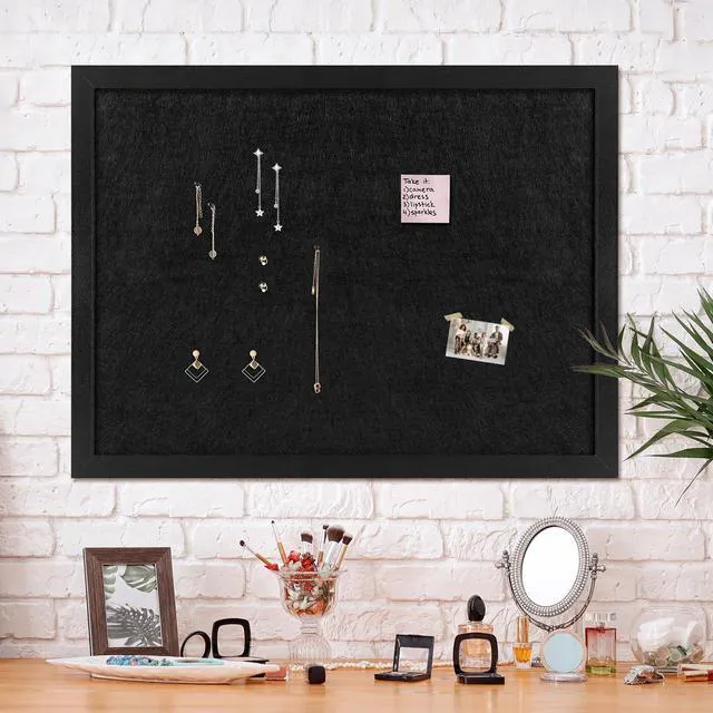 Alt view image 4 of 5 - Cork Board Bulletin Board, 23.5" X 35.5" Cork Boards for Walls with Pins, Eye Bolts, gaskets, Screws, Pin Board for Office, School and Home (BK,60x90cm,1p)