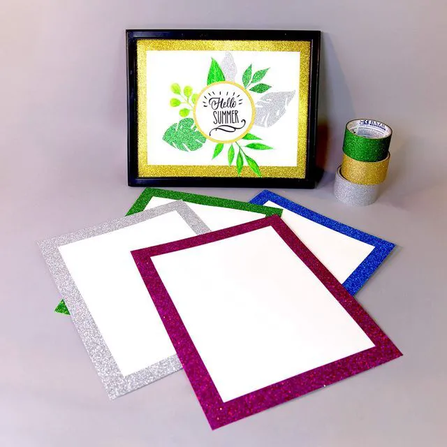Alt view image 4 of 4 - White Poster Board with Glitter Frame, 11 x 14 in, 48-Case Pack of 5 white poster board sheets, Sparkly glitter frame border for signs and crafts, Posterboard, Bulk pack