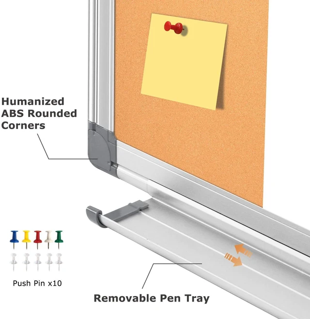 Alt view image 5 of 7 - Magnetic Dry Erase White Board Cork Board Combo for Wall with Accessories 36"x24" Vision Board Manifestation Whiteboard Corkboard Combination Aluminum Frame Home Office School Supplies ADHD Planner