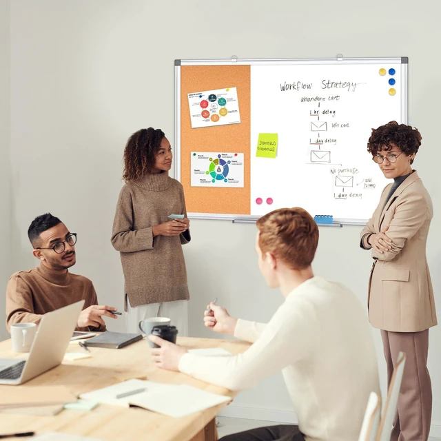 Alt view image 7 of 7 - Magnetic Dry Erase White Board Cork Board Combo for Wall with Accessories 36"x24" Vision Board Manifestation Whiteboard Corkboard Combination Aluminum Frame Home Office School Supplies ADHD Planner