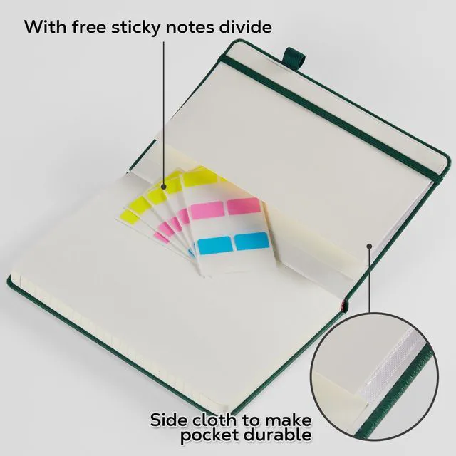 Alt view image 4 of 7 - 2 Pack Notebooks Journals for Women/Men Work Writing, A5 Leather Diary Notebook with Pen Loop, 100GSM Lined Paper, Inner Pocket, for Gift, Office, School Supplies
