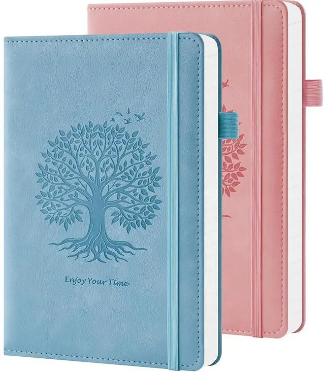Main image of Lined Journal Notebook for Women Men, 2 Pack, 160 Pages per Pack, A5 (5.7'' x 8.4") Hardcover Journaling Notebook College Ruled for Writing Work, School Office Supplies, Pink & Blue, 100GSM Paper