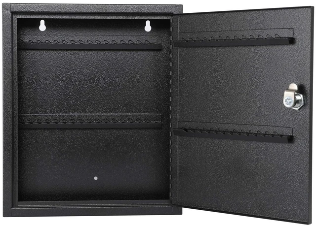 Alt view image 5 of 7 - Key Lock Box, Wall Mount 60 Key Cabinet, Black Numbered Key Storage Organizer, Secure Lock Box, Key Hooks & Labels, Home, Office & Property Management, 12.1 x 10.2 x 2.5 In