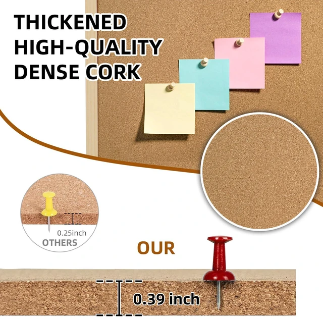 Alt view image 2 of 7 - 24x36 Large Cork Board for Walls with Solid Wood Frame, Premium Double Sided Bulletin Board for Office & Home, Decorative Hanging Pin Notice Board, 1 Pack