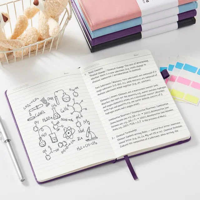 Alt view image 5 of 7 - Lined Journal Notebook for Women Men, 2 Pack, 160 Pages per Pack, A5 (5.7'' x 8.4") Hardcover Journaling Notebook College Ruled for Writing Work, School Office Supplies, Pink & Blue, 100GSM Paper