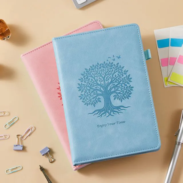Alt view image 6 of 7 - Lined Journal Notebook for Women Men, 2 Pack, 160 Pages per Pack, A5 (5.7'' x 8.4") Hardcover Journaling Notebook College Ruled for Writing Work, School Office Supplies, Pink & Blue, 100GSM Paper