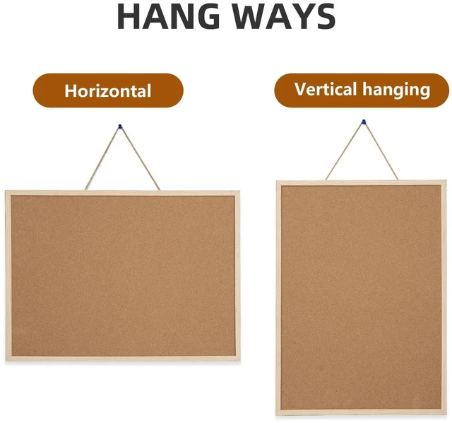 Alt view image 6 of 7 - 24x36 Large Cork Board for Walls with Solid Wood Frame, Premium Double Sided Bulletin Board for Office & Home, Decorative Hanging Pin Notice Board, 2 Pack