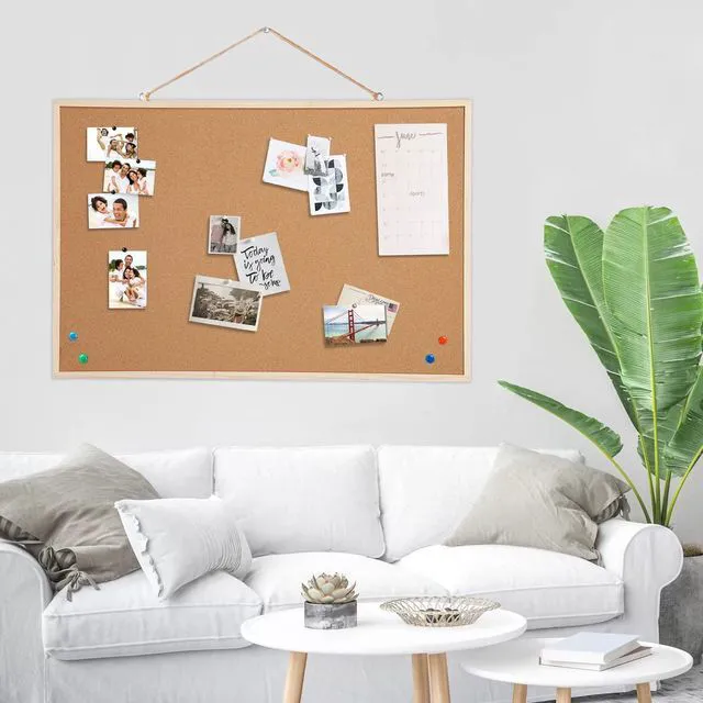 Alt view image 7 of 7 - 24x36 Large Cork Board for Walls with Solid Wood Frame, Premium Double Sided Bulletin Board for Office & Home, Decorative Hanging Pin Notice Board, 1 Pack