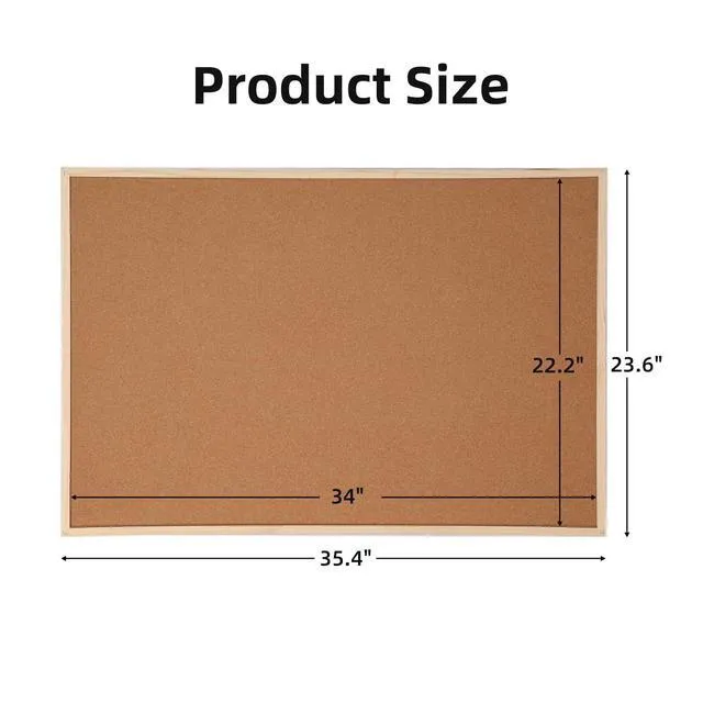 Alt view image 5 of 7 - 24x36 Large Cork Board for Walls with Solid Wood Frame, Premium Double Sided Bulletin Board for Office & Home, Decorative Hanging Pin Notice Board, 2 Pack
