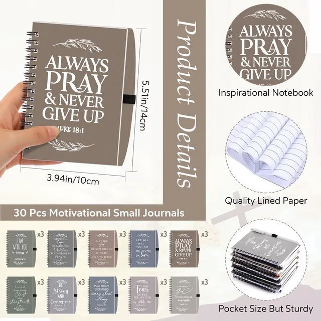 Alt view image 2 of 7 - 60 Pcs/30 Set Christian Gift Bulk Spiral Notebook and Pen, Morandi Prayer Journal Bible Verse Ballpoint Pen, Religious Gift for Church Members Study Groups Women Men, Sunday School