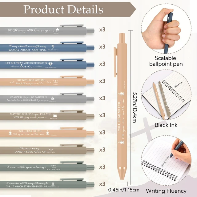 Alt view image 3 of 7 - 60 Pcs/30 Set Christian Gift Bulk Spiral Notebook and Pen, Morandi Prayer Journal Bible Verse Ballpoint Pen, Religious Gift for Church Members Study Groups Women Men, Sunday School