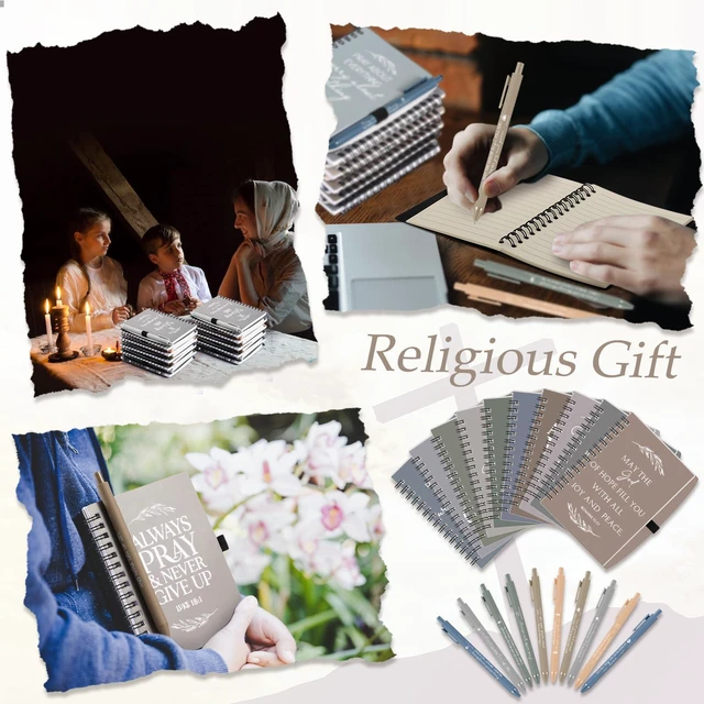 Alt view image 6 of 7 - 60 Pcs/30 Set Christian Gift Bulk Spiral Notebook and Pen, Morandi Prayer Journal Bible Verse Ballpoint Pen, Religious Gift for Church Members Study Groups Women Men, Sunday School