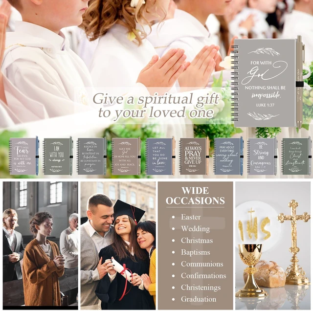 Alt view image 7 of 7 - 60 Pcs/30 Set Christian Gift Bulk Spiral Notebook and Pen, Morandi Prayer Journal Bible Verse Ballpoint Pen, Religious Gift for Church Members Study Groups Women Men, Sunday School