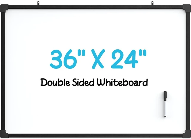 Main image of 36" x 24" Large Double-Sided Dry Erase Whiteboard, Aluminum Frame Professional Dry Erase Board, easy wipe, wall mounting, large writing space for home office meeting planning, includes marker