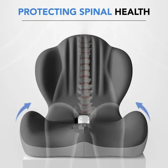 Alt view image 4 of 7 - Ergonomic Waist Support and Seat Cushion, L-Shaped Memory Foam Pad (Grey) Hollow Design for Coccyx, Suitable for Office Chairs, Car Safety Seats and Household Use - Relieves Lower Back and Hip Pain