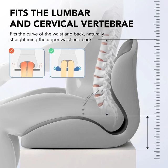 Alt view image 5 of 7 - Ergonomic Waist Support and Seat Cushion, L-Shaped Memory Foam Pad (Grey) Hollow Design for Coccyx, Suitable for Office Chairs, Car Safety Seats and Household Use - Relieves Lower Back and Hip Pain
