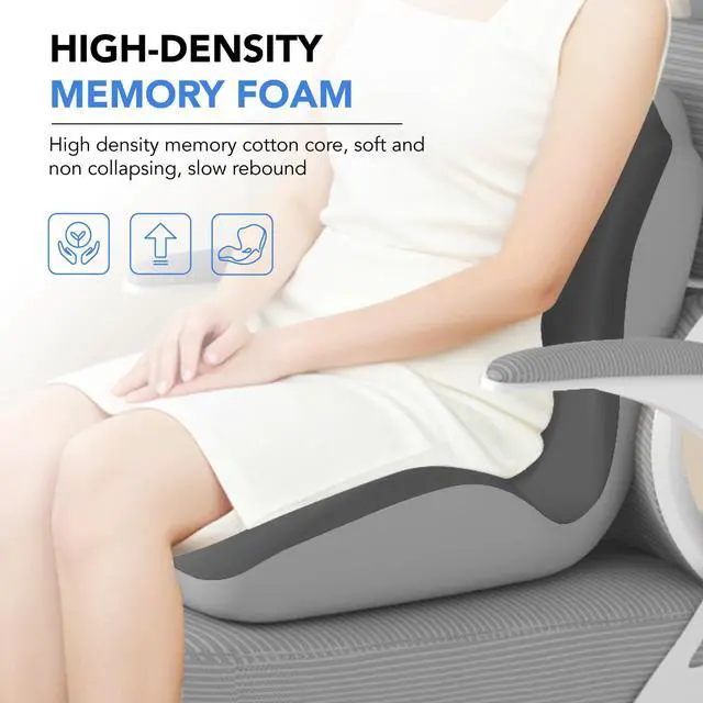 Alt view image 6 of 7 - Ergonomic Waist Support and Seat Cushion, L-Shaped Memory Foam Pad (Grey) Hollow Design for Coccyx, Suitable for Office Chairs, Car Safety Seats and Household Use - Relieves Lower Back and Hip Pain