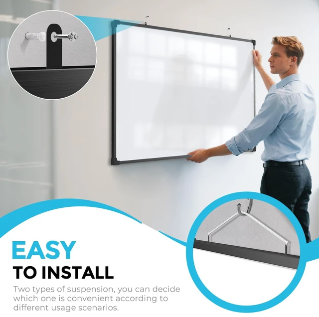 Alt view image 5 of 7 - 36" x 24" Large Double-Sided Dry Erase Whiteboard, Aluminum Frame Professional Dry Erase Board, easy wipe, wall mounting, large writing space for home office meeting planning, includes marker