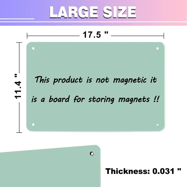 Alt view image 2 of 6 - Green Magnetic Board,17.5" x 11.4" Magnet Bulletin Board to Display Magnetic Notes, Poetry, Photos, Suitable for Wall, Refrigerator, Cabinet etc, Come with 4 Pcs Dual Lock Tape and Screws