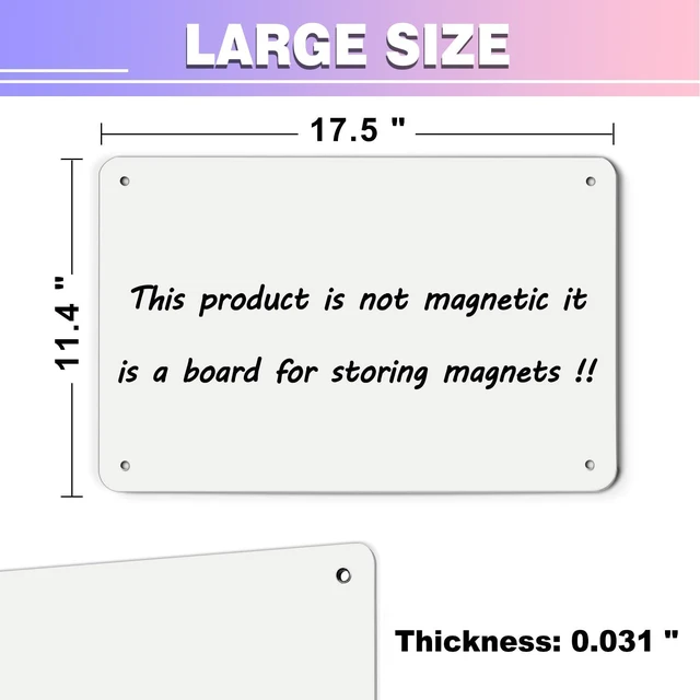 Alt view image 2 of 6 - White Magnetic Board,17.5" x 11.4" Magnet Bulletin Board to Display Magnetic Notes, Poetry, Photos, Suitable for Wall, Refrigerator, Cabinet etc, Come with 4 Pcs Dual Lock Tape and Screws
