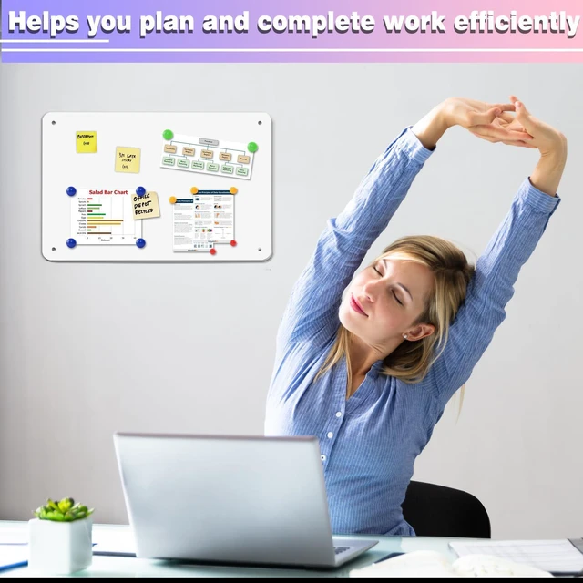 Alt view image 5 of 6 - White Magnetic Board,17.5" x 11.4" Magnet Bulletin Board to Display Magnetic Notes, Poetry, Photos, Suitable for Wall, Refrigerator, Cabinet etc, Come with 4 Pcs Dual Lock Tape and Screws