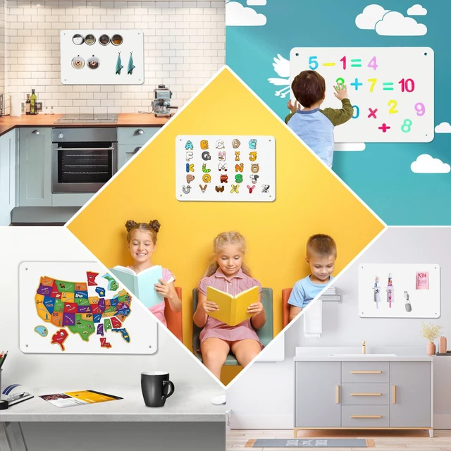 Alt view image 6 of 6 - White Magnetic Board,17.5" x 11.4" Magnet Bulletin Board to Display Magnetic Notes, Poetry, Photos, Suitable for Wall, Refrigerator, Cabinet etc, Come with 4 Pcs Dual Lock Tape and Screws