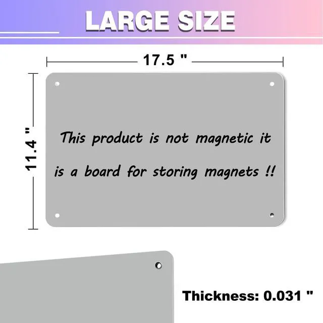 Alt view image 2 of 6 - Magnetic Board,17.5" x 11.4" Magnet Bulletin Board to Display Magnetic Notes, Poetry, Photos, Suitable for Wall, Refrigerator, Cabinet etc, Come with 4 Pcs Dual Lock Tape and Screws (Gray)