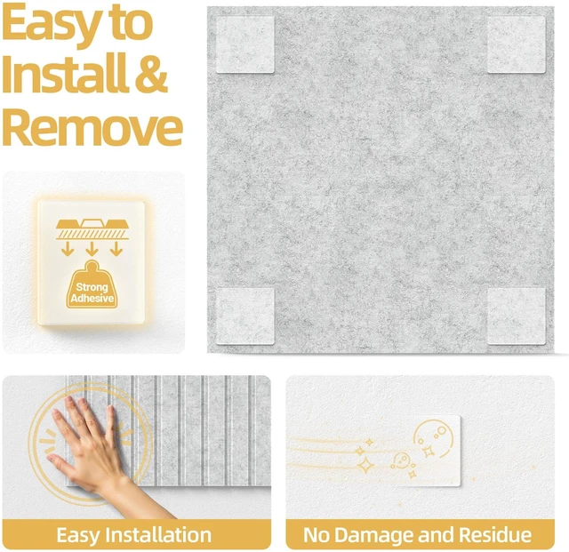 Alt view image 5 of 7 - Large Cork Board for Walls 12 Pack Bulletin Board with 60 Adhesive Tabs 36" x 48" Alternative CorkBoard for Pictures Photos, Felt Push Pin Boards Tiles for Office Classroom Wall Decor - Gray