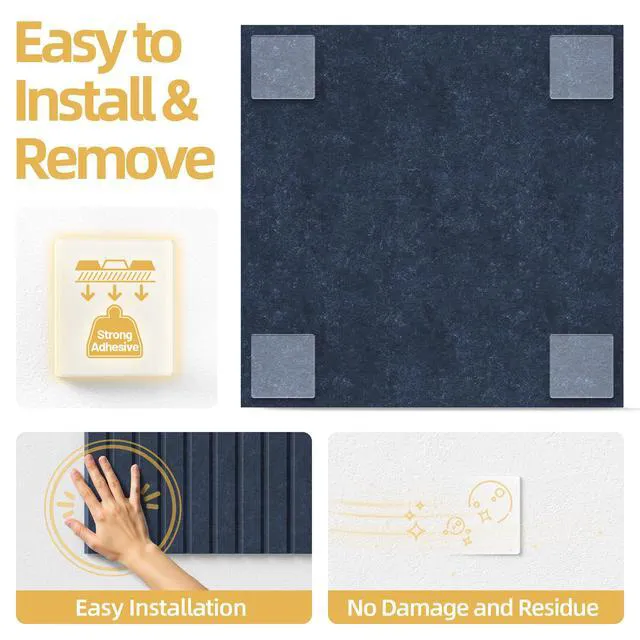 Alt view image 5 of 7 - Large Cork Board for Walls 12 Pack Bulletin Board with 60 Adhesive Tabs 36" x 48" Alternative CorkBoard for Pictures Photos, Felt Push Pin Boards Tiles for Office Classroom Wall Decor - Blue