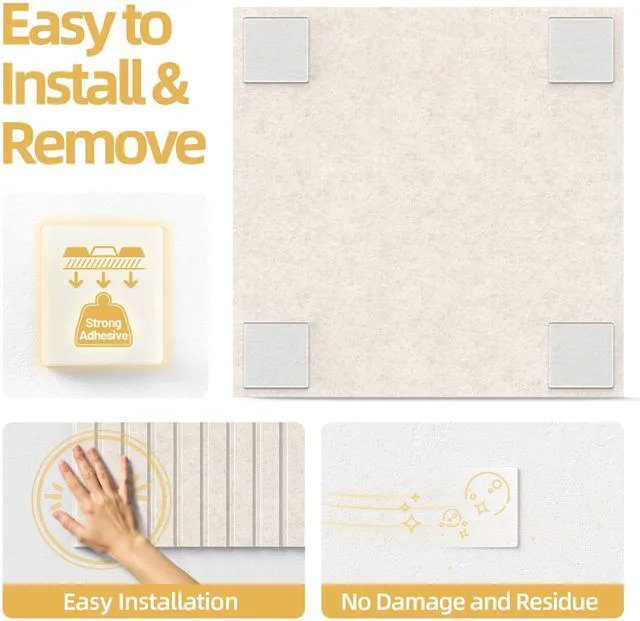 Alt view image 5 of 7 - Large Cork Board for Walls 12 Pack Bulletin Board with 60 Adhesive Tabs 36" x 48" Alternative CorkBoard for Pictures Photos, Felt Push Pin Boards Tiles for Office Classroom Wall Decor - Ivory