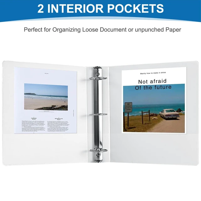 Alt view image 5 of 7 - 2 Inch 3-Ring Binder, 2" Round Ring Binder with 2 Inside Pockets, 6 Pack White Binders, Clear View Cover, Holds Up to 450 Sheets 8.5" x 11" PaperDurable Binders for Office/Home/Back to School