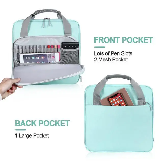 Alt view image 3 of 7 - 3 Inch 3 Ring Zipper Binder D-Ring with Strap & Multi-Pockets Binder with Strap 700 Sheet Capacity for School and Office Binder Organizer, Compatible with 13-Inch MacBook/Table,Light Blue