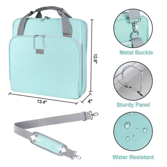 Alt view image 4 of 7 - 3 Inch 3 Ring Zipper Binder D-Ring with Strap & Multi-Pockets Binder with Strap 700 Sheet Capacity for School and Office Binder Organizer, Compatible with 13-Inch MacBook/Table,Light Blue