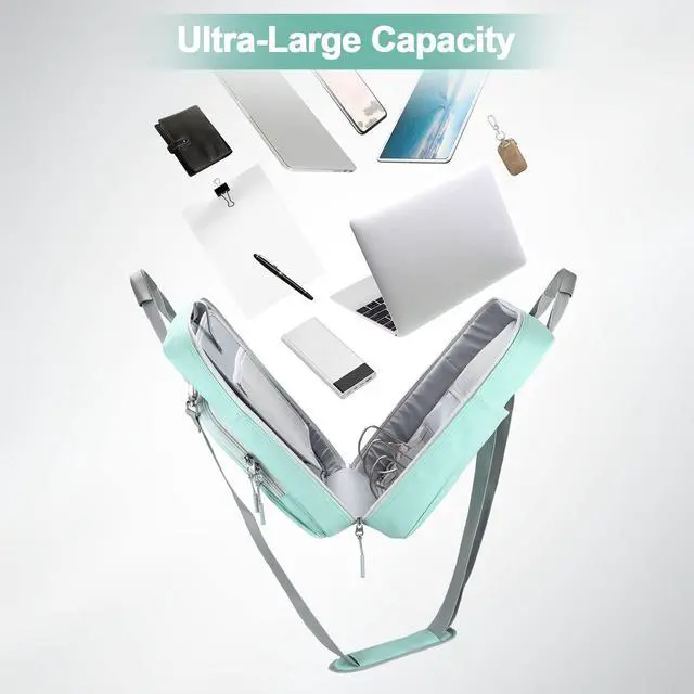 Alt view image 5 of 7 - 3 Inch 3 Ring Zipper Binder D-Ring with Strap & Multi-Pockets Binder with Strap 700 Sheet Capacity for School and Office Binder Organizer, Compatible with 13-Inch MacBook/Table,Light Blue