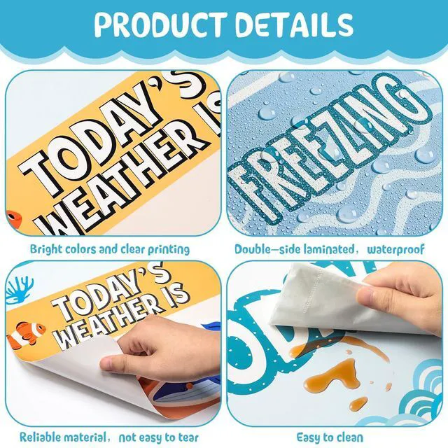 Alt view image 3 of 6 - 85 Pcs Calendar Bulletin Board Set Classroom Calendar Bulletin Board with Numbers Month Weather Classroom Decorations for Back to School Wall Chalkboard Decor Supplies(Boho Ocean)