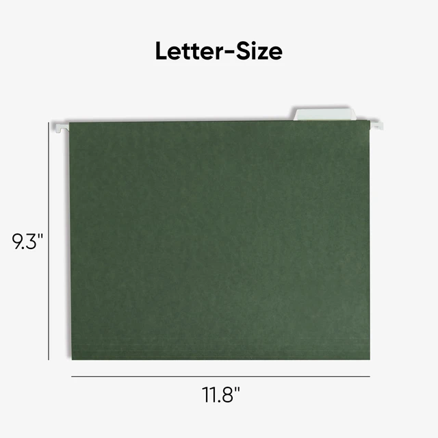 Alt view image 2 of 7 - Hanging File Folder, 1/5-Cut Adjustable Tab, Letter Size, Standard Green, Hanging Folders for Filing Cabinets, File Organizer Folder, 50 Count