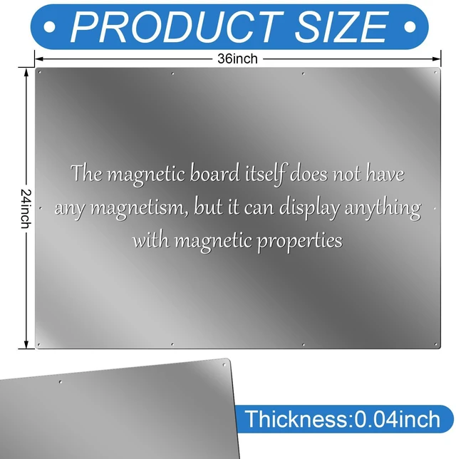 Alt view image 2 of 7 - Magnetic Board Steel, Display Magnetic, Steel Color, 24 x 36 Inch Magnet Bulletin Boards for Walls Notes Photos for Home, Office, Classroom, Pre Drilled with Screws and Dry Wet Erase Feature