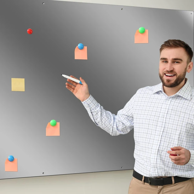 Alt view image 7 of 7 - Magnetic Board Steel, Display Magnetic, Steel Color, 24 x 36 Inch Magnet Bulletin Boards for Walls Notes Photos for Home, Office, Classroom, Pre Drilled with Screws and Dry Wet Erase Feature