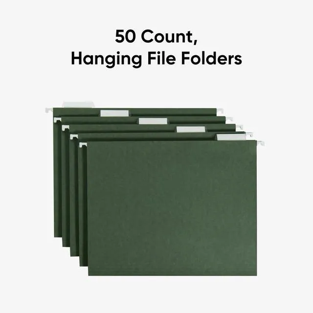 Alt view image 3 of 7 - Hanging File Folder, 1/5-Cut Adjustable Tab, Letter Size, Standard Green, Hanging Folders for Filing Cabinets, File Organizer Folder, 50 Count