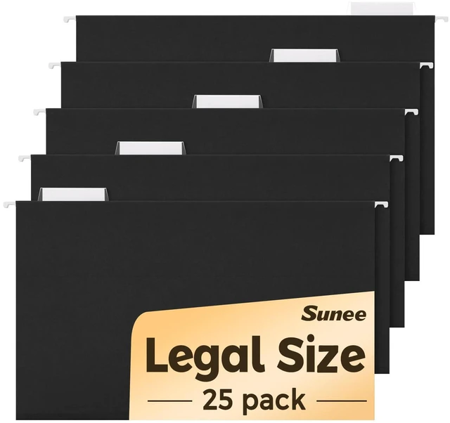 Main image of Hanging File Folders Legal Size, Black File Folders 25 Pack 1/5-Cut Tabs, Stay Organized for Your Home and Office Bulk File and Documents