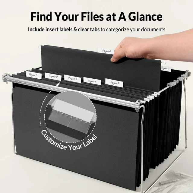 Alt view image 3 of 7 - Hanging File Folders Legal Size, Black File Folders 25 Pack 1/5-Cut Tabs, Stay Organized for Your Home and Office Bulk File and Documents