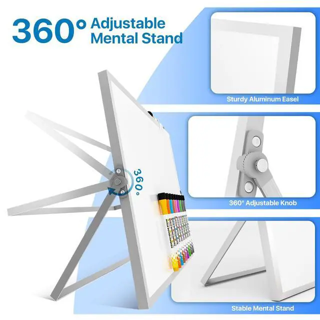 Alt view image 4 of 7 - Weekly Calendar Whiteboard with Stand, Dry Erase Magnetic 16"x12" 10 Markers, 6 Magnets, 1 Eraser, Portable Desktop Weekly Schedule Whiteboard for School, Office & Home Planning