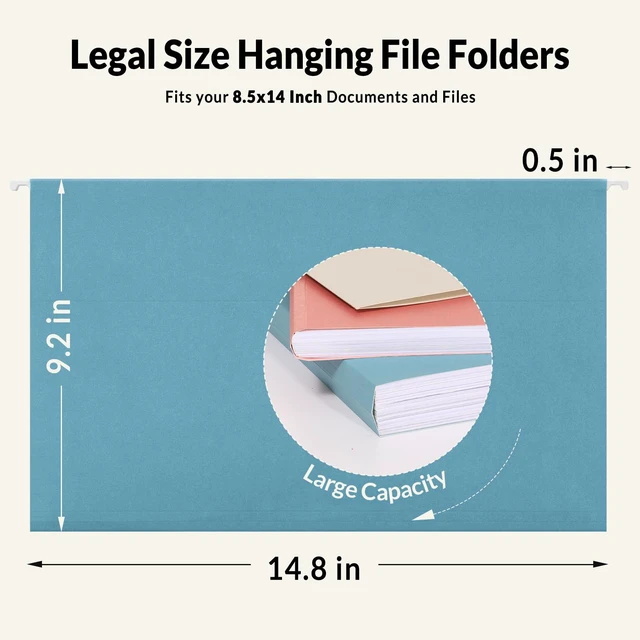 Alt view image 2 of 7 - Hanging File Folders Legal Size, 25 Pack File Folders 1/5-Cut Tabs, Retro Colors, Stay Organized for Your Home and Office Bulk File and Documents