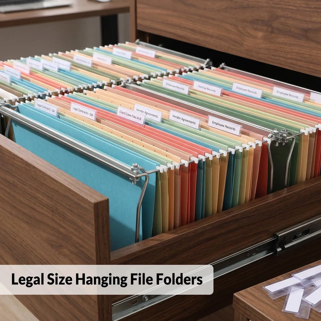 Alt view image 4 of 7 - Hanging File Folders Legal Size, 25 Pack File Folders 1/5-Cut Tabs, Retro Colors, Stay Organized for Your Home and Office Bulk File and Documents
