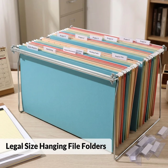 Alt view image 7 of 7 - Hanging File Folders Legal Size, 25 Pack File Folders 1/5-Cut Tabs, Retro Colors, Stay Organized for Your Home and Office Bulk File and Documents