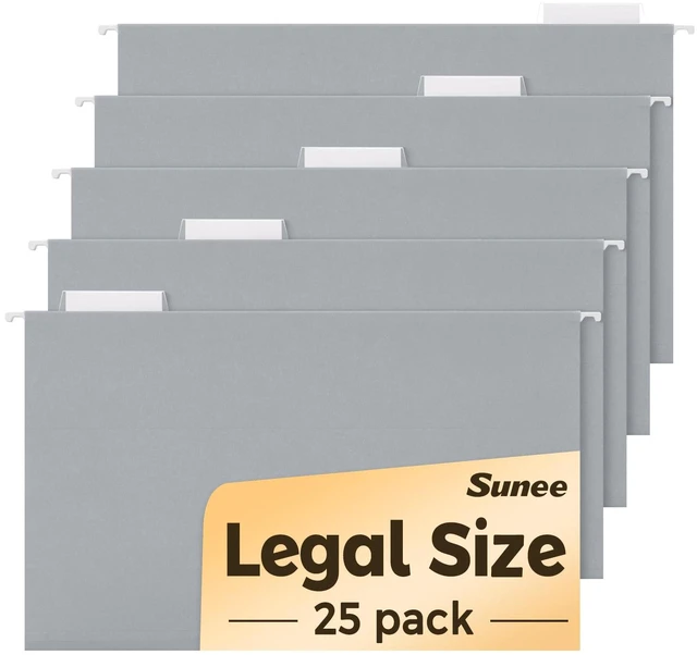 Main image of Hanging File Folders Legal Size, Gray File Folders 25 Pack 1/5-Cut Tabs, Stay Organized for Your Home and Office Bulk File and Documents